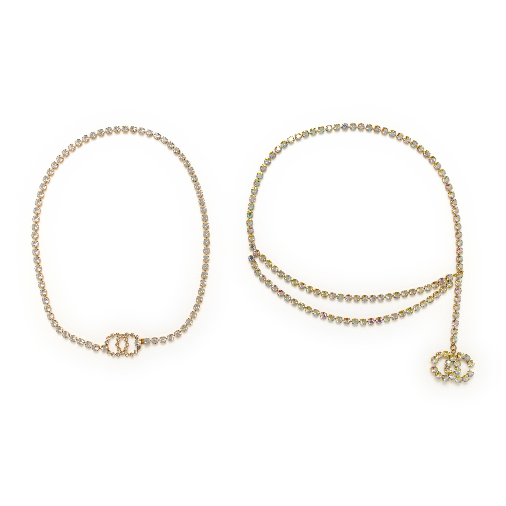 Chanel, Two Rhinestone Chain Belts, 1995