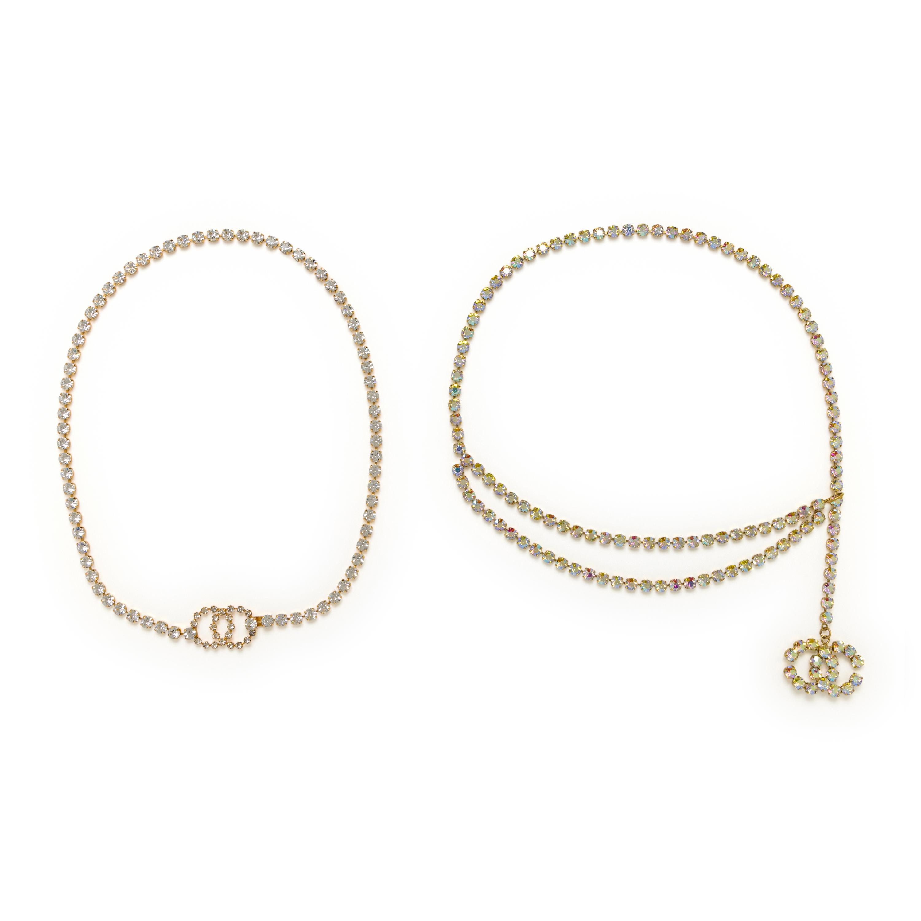 Chanel, Two Rhinestone Chain Belts, 1995