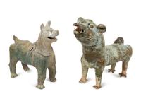 Two Chinese Glazed Pottery Dogs