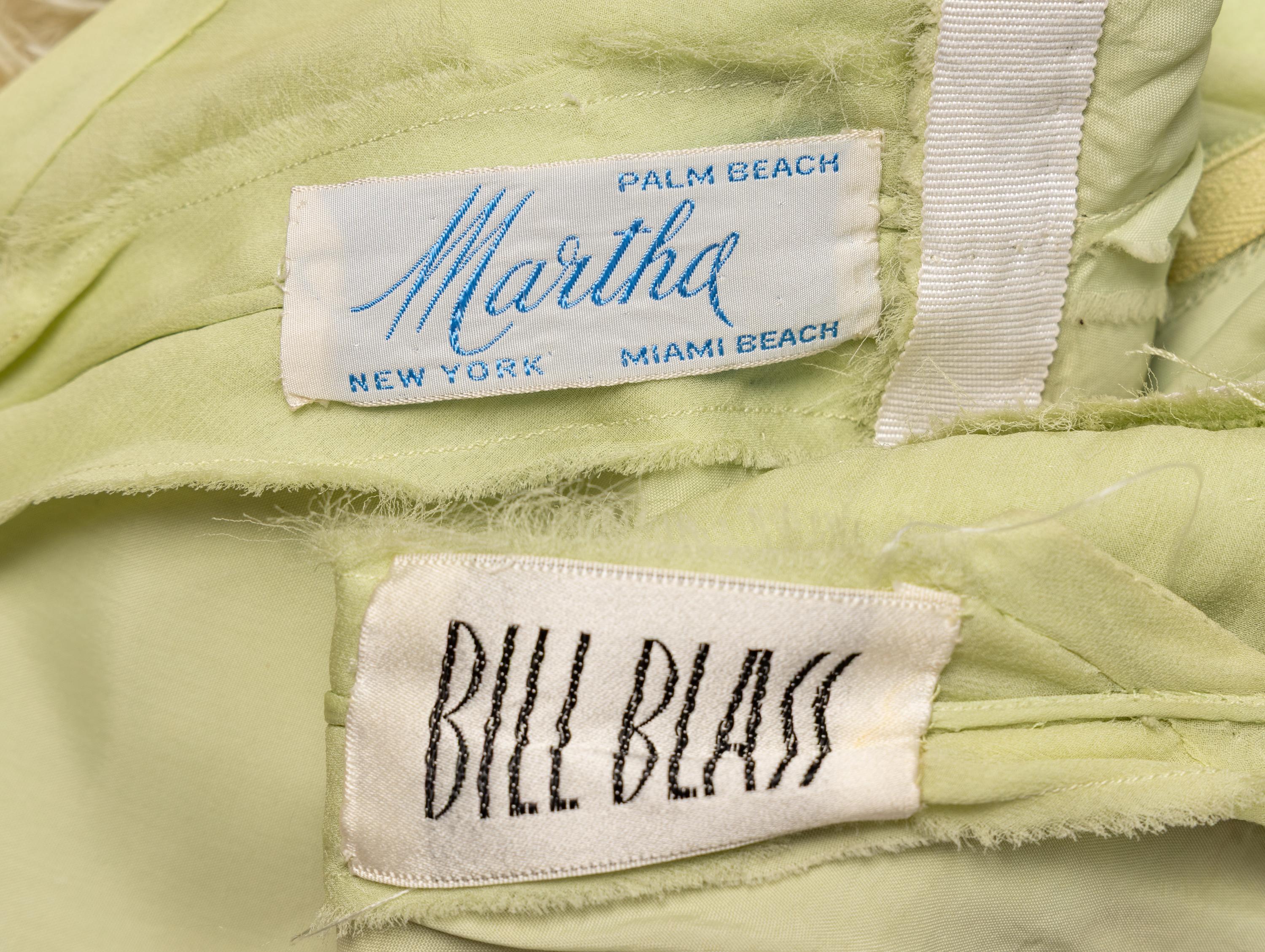 Bill Blass, Pale Green Feathered Halter Dress