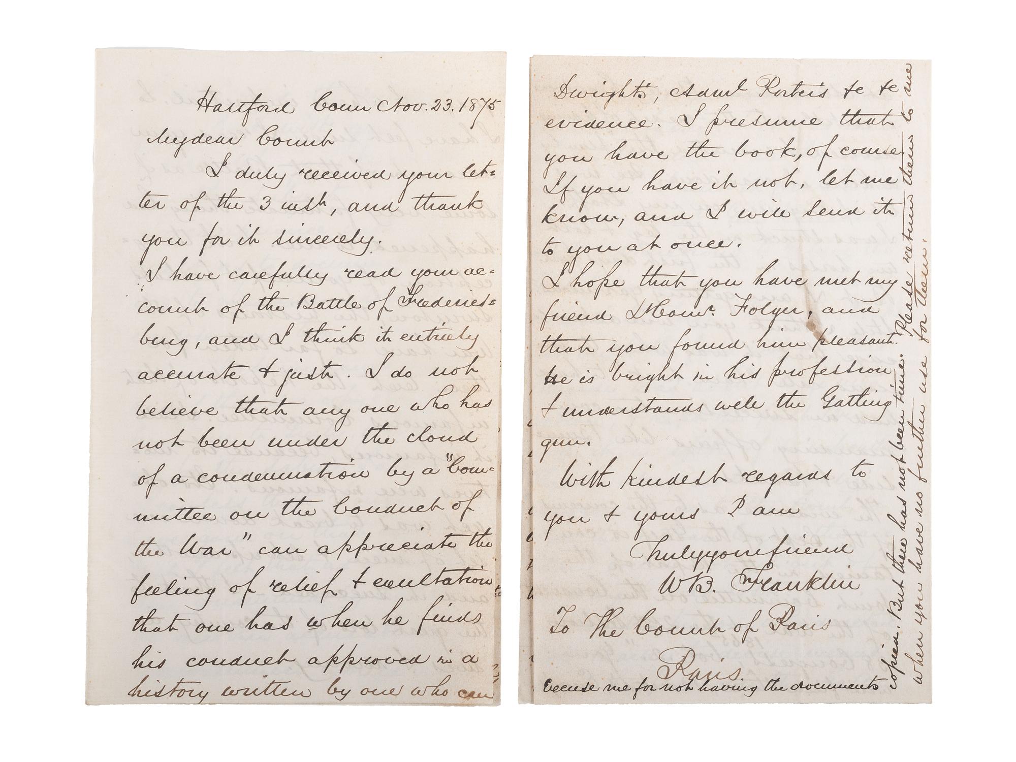 [CIVIL WAR]. Military reports, maps, post-war letters from Union and Confederate officers, and other papers gathered by Union Army officer Louis-Philippe-Albert d'Orléans, comte de Paris (1838-1894), while conducting research for his book History of the Civil War in America .
