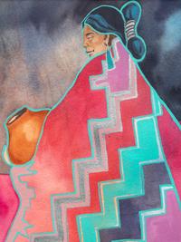 Navajo Woman with Claypot