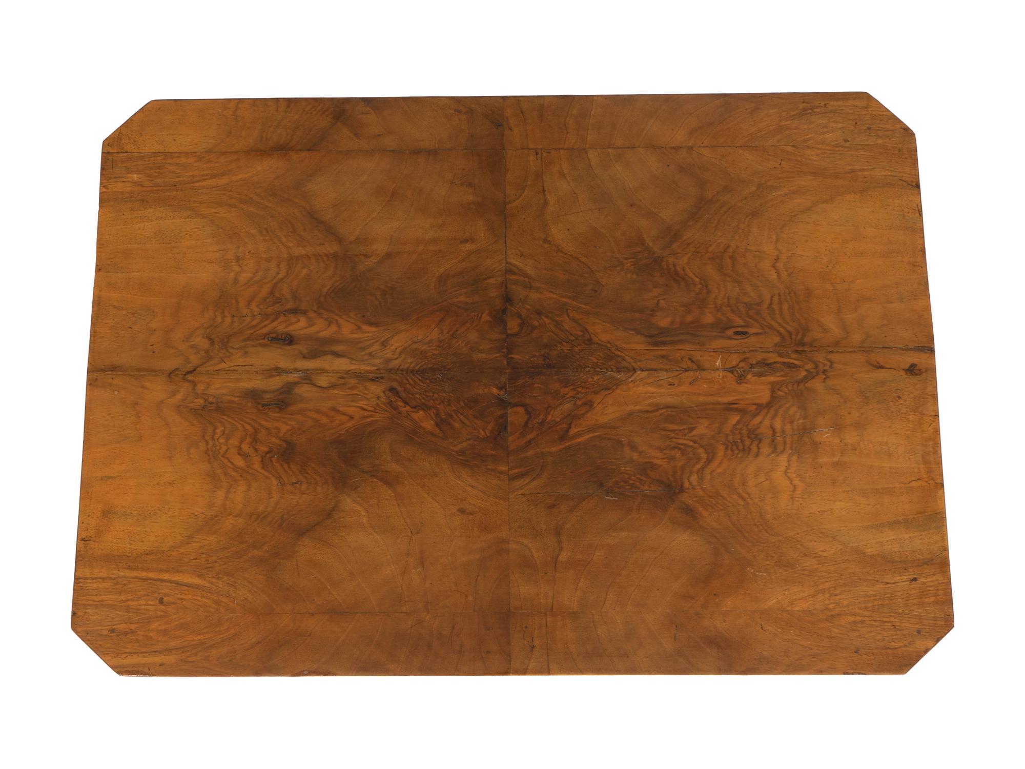 A Biedermeier Walnut Painted, Ebonized and Parcel Gilt Side Table — EARLY 19TH CENTURY