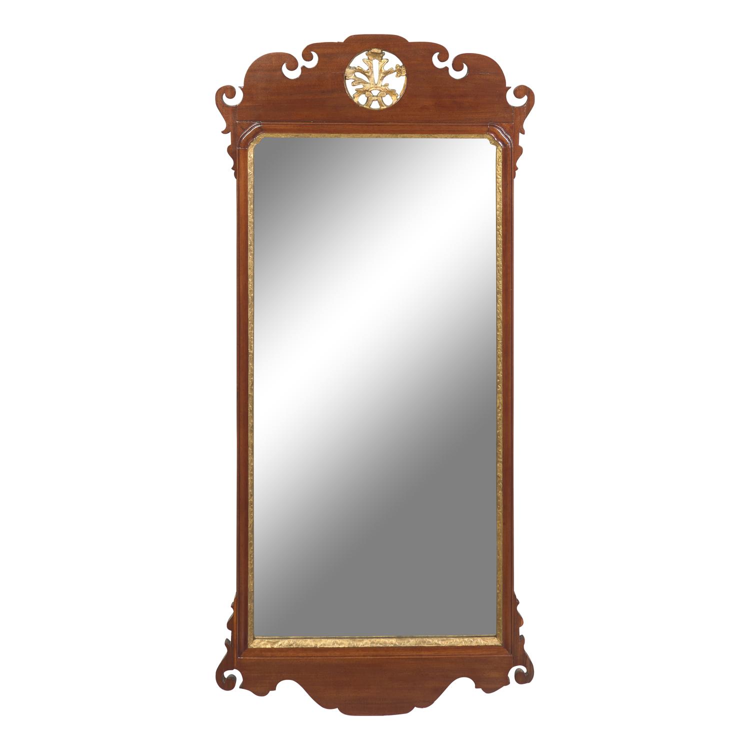 A Chippendale Mahogany and Parcel-Gilt Looking Glass