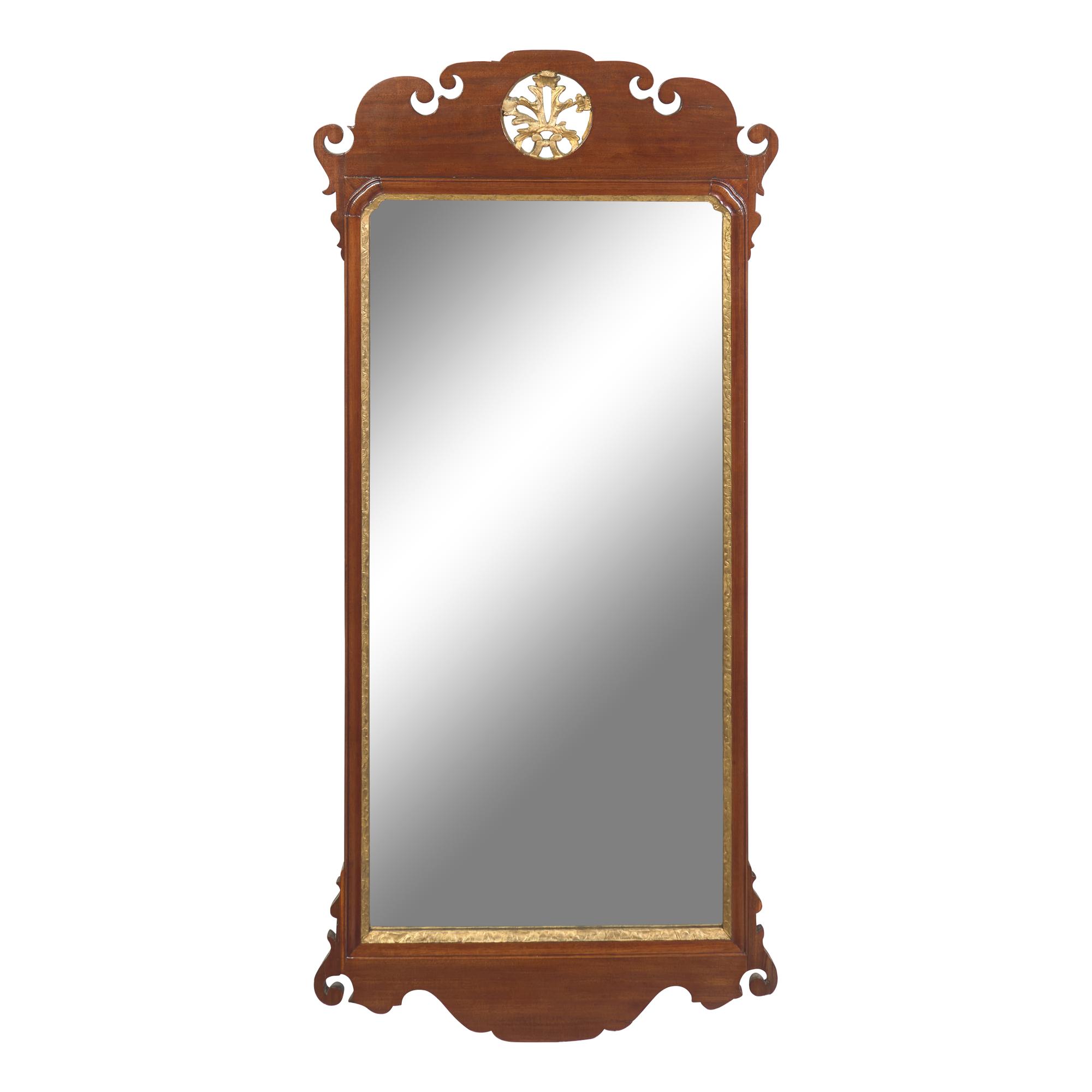 A Chippendale Mahogany and Parcel-Gilt Looking Glass