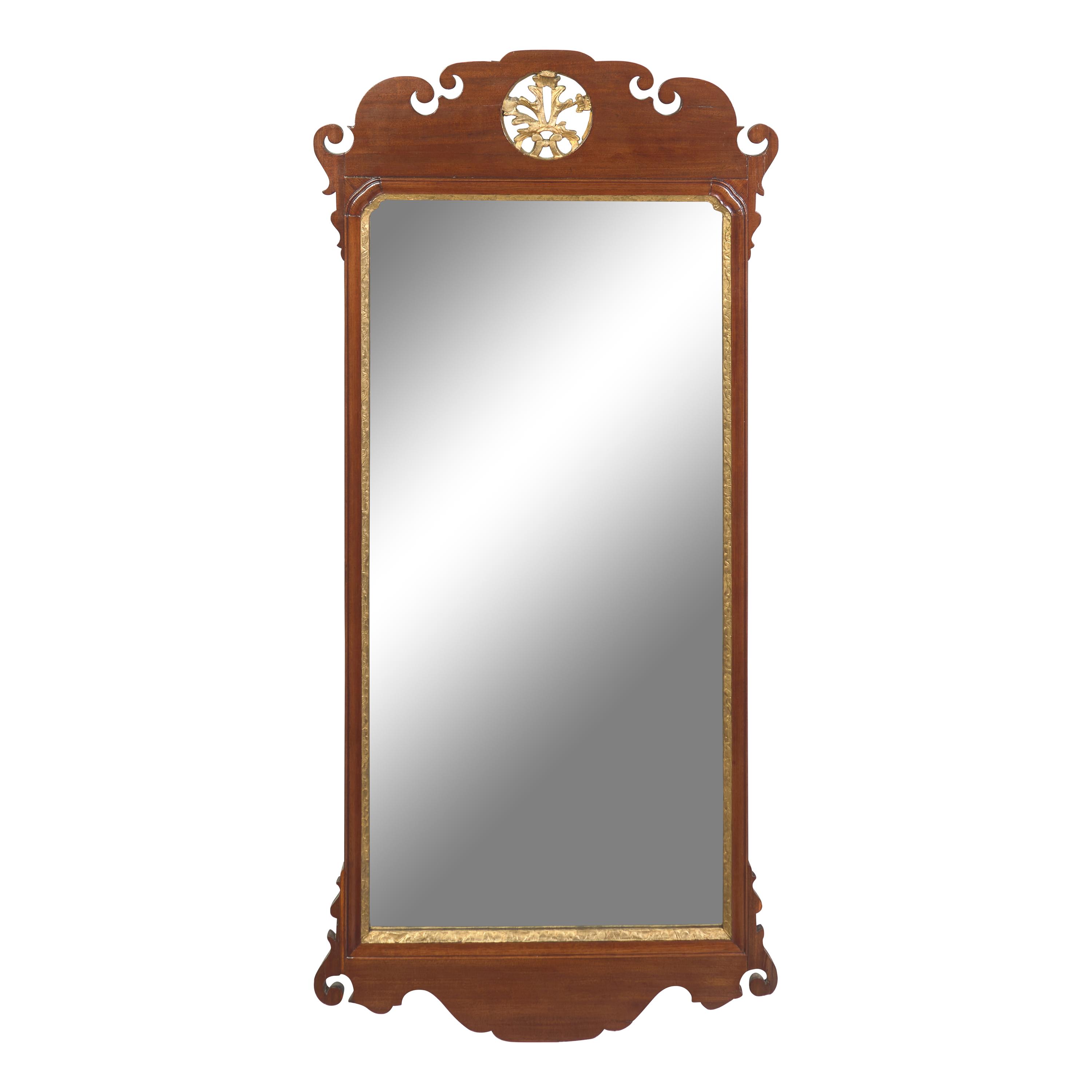 A Chippendale Mahogany and Parcel-Gilt Looking Glass