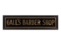 A Reverse Painted and Foil Decorated Barber Shop Sign