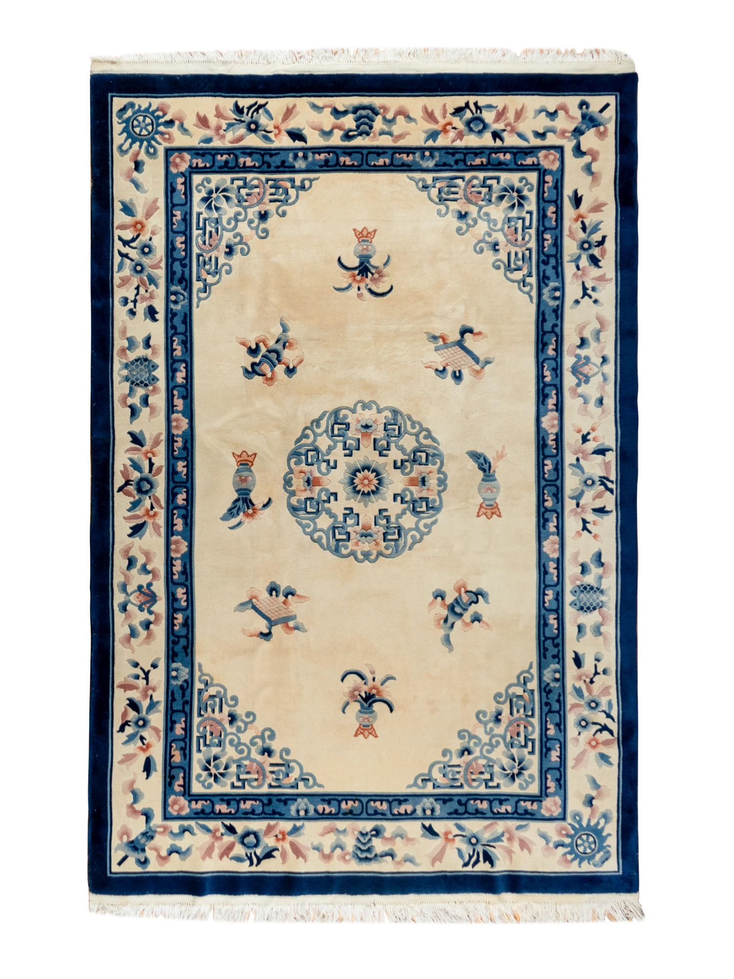 A Chinese Wool Rug and a Machine-Made Chinese Wool Runner