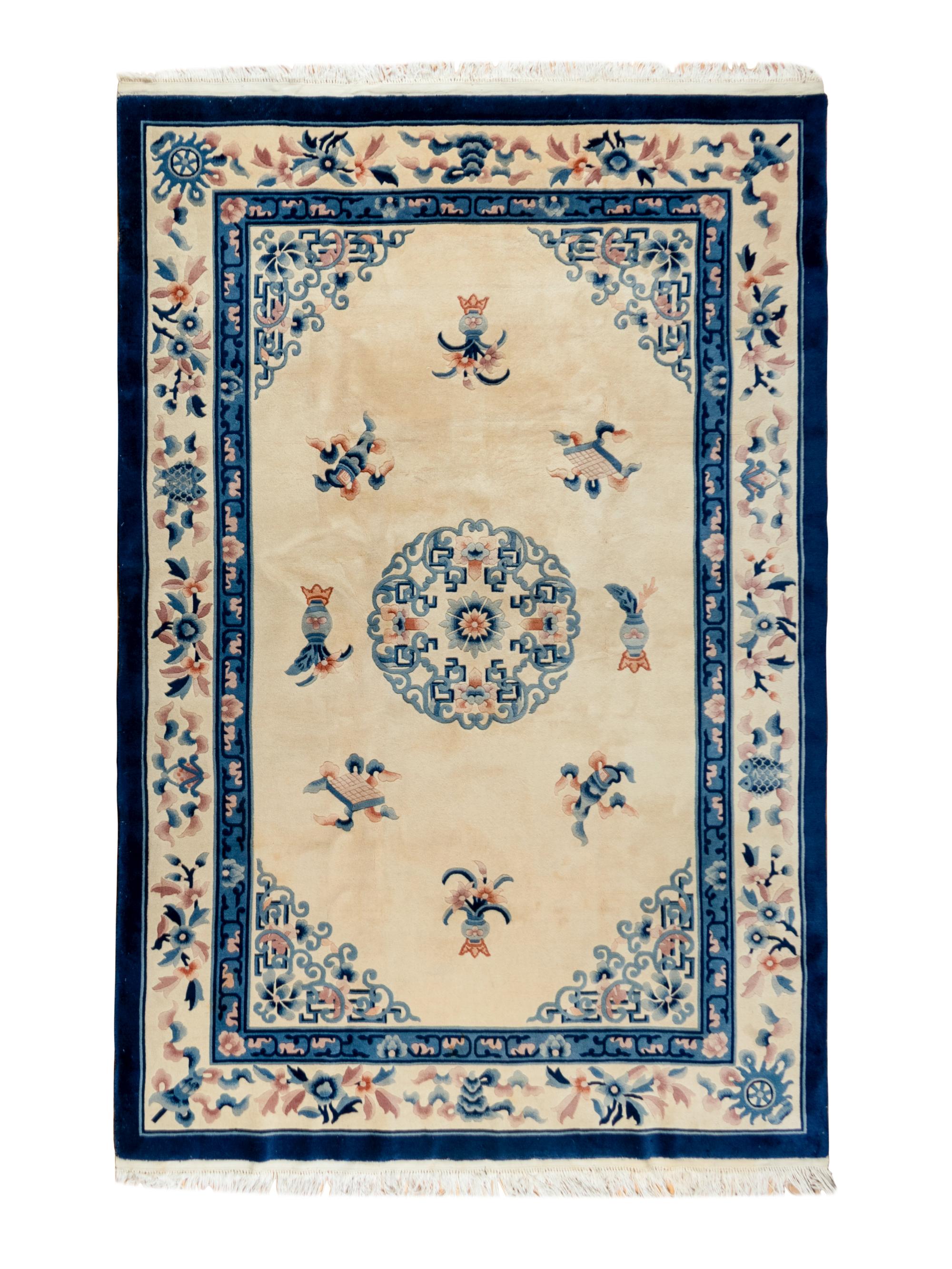 A Chinese Wool Rug and a Machine-Made Chinese Wool Runner