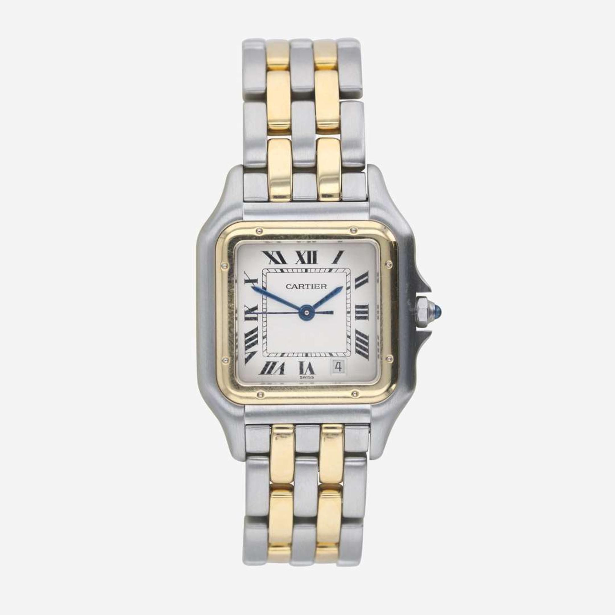Stainless steel and gold two-tone, Panthère de Cartier watch Midsize Ref, 1100