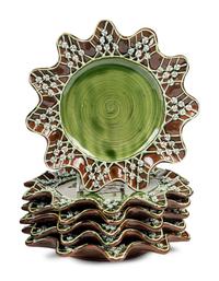 A Set of Eighteen Mackenzie-Childs Wittika Pickle Ceramic Salad Plates