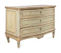 A Venetian Grey Painted and Parcel Gilt Commode