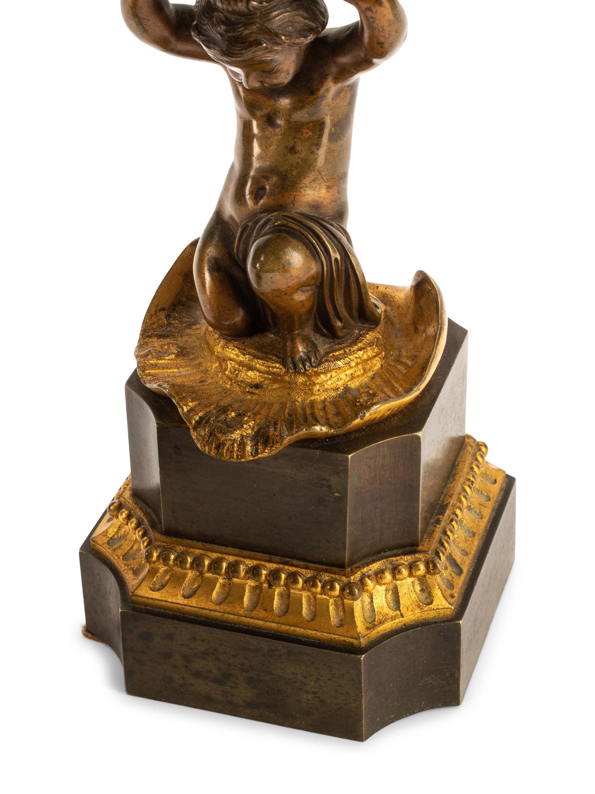 A Pair of French Gilt and Patinated Bronze Tazze