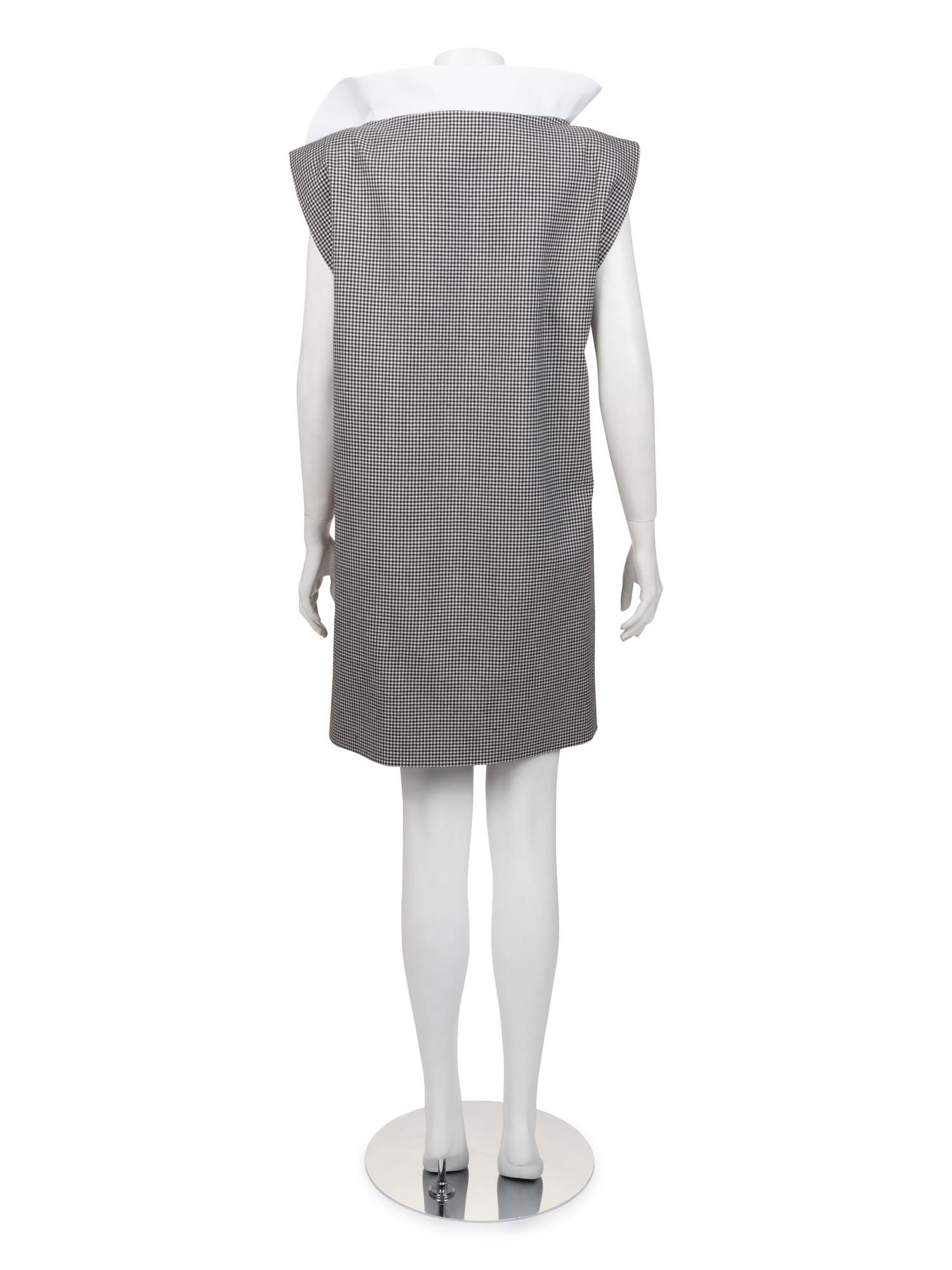Pierre Cardin Haute Couture Houndstooth Wrap Dress with Extra Collar, c. 1980