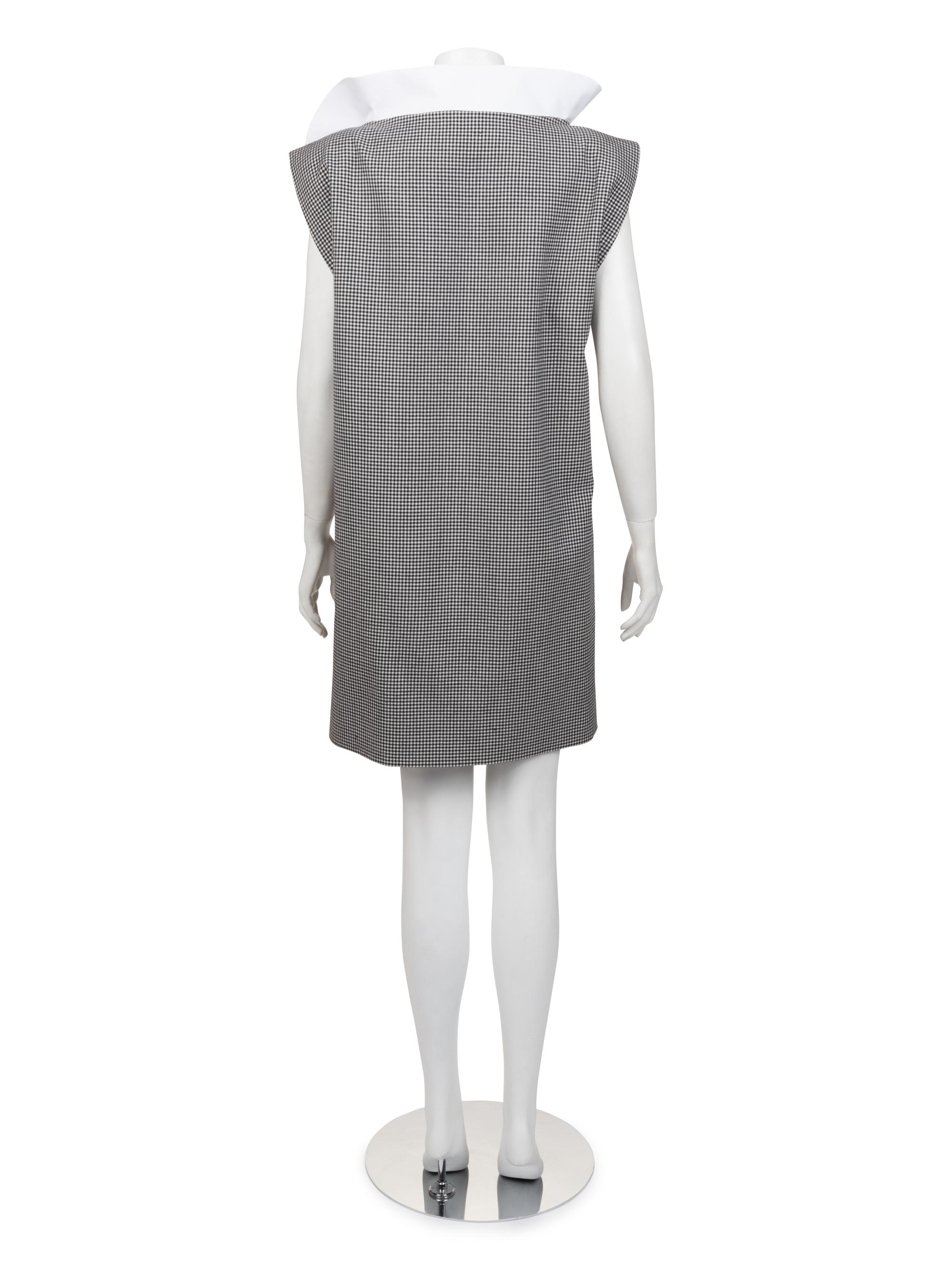 Pierre Cardin Haute Couture Houndstooth Wrap Dress with Extra Collar, c. 1980