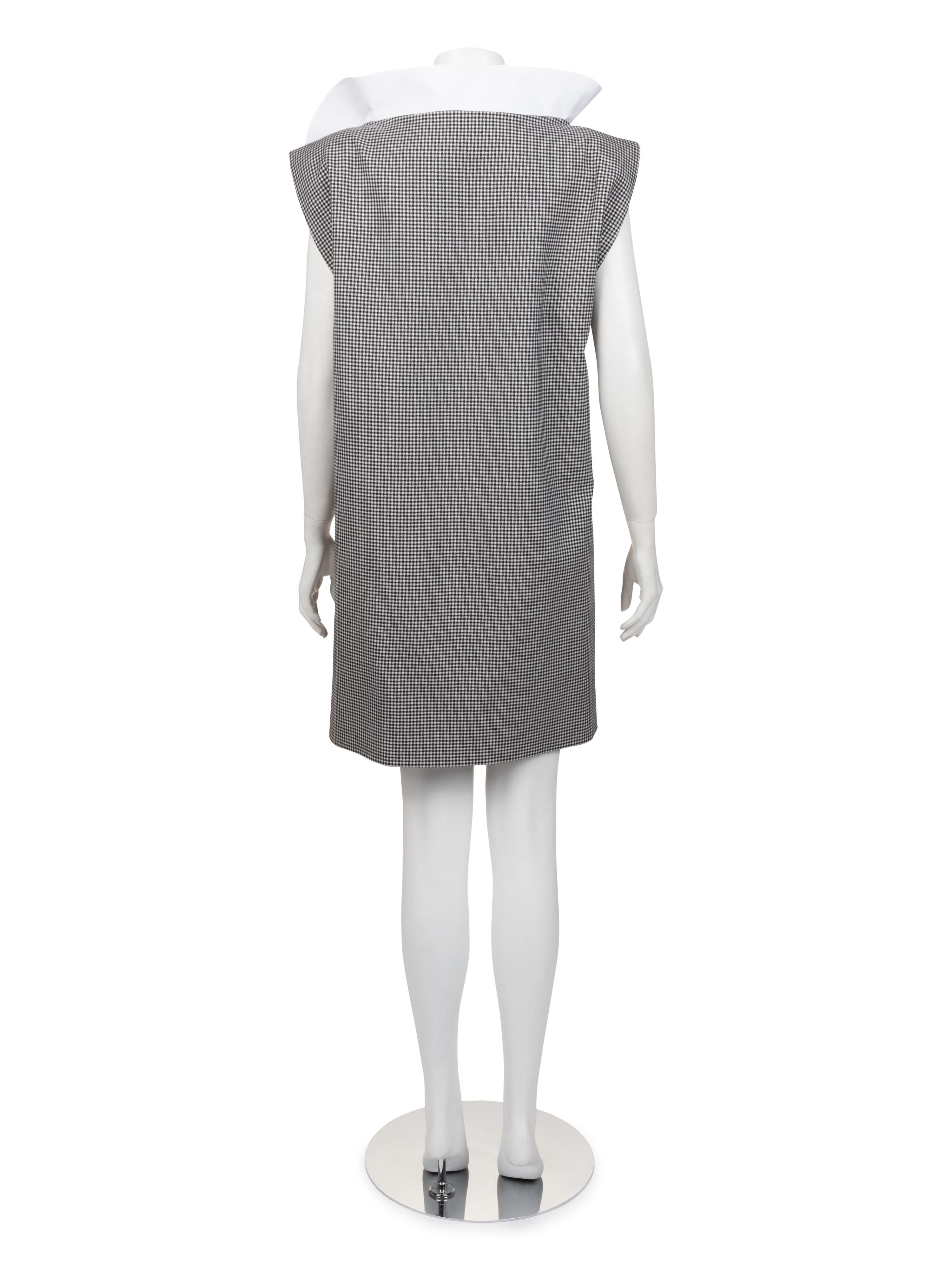 Pierre Cardin Haute Couture Houndstooth Wrap Dress with Extra Collar, c. 1980