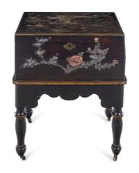 A Mother-of-Pearl Inlaid Lacquer Chest on Stand