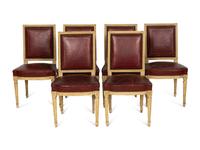A Set of Six Louis XVI Style Cream Painted Side Chairs