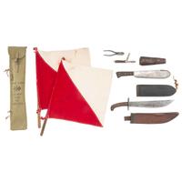 Militaria Group: US M1909 Bolo, M1910 Bolo, Signal Corps Pliers & Signal Corps Flag Kit