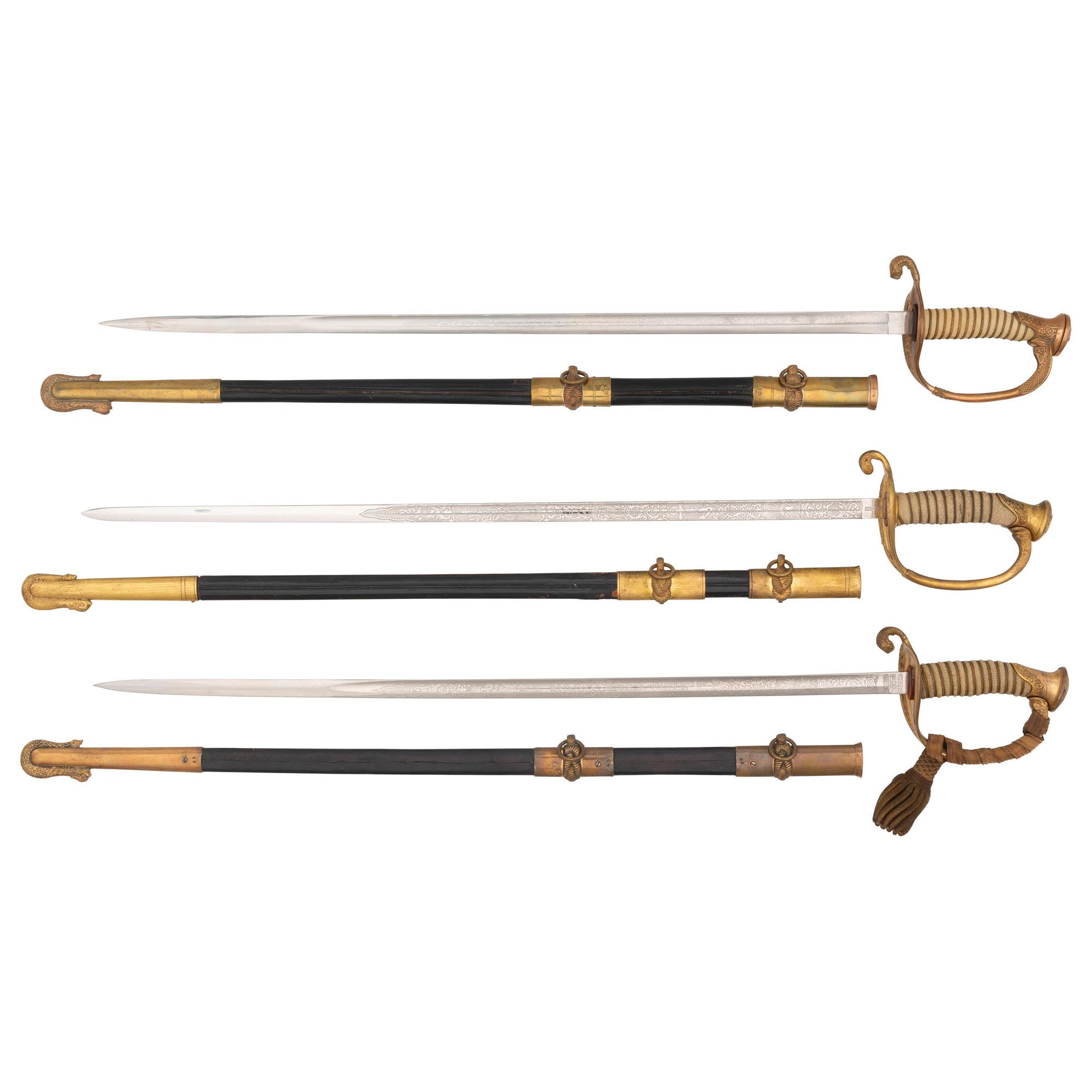 Lot of (3) 20th Century US Navy Model 1852 Officers Swords