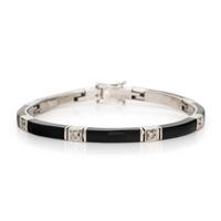 Onyx, Diamond, and White Gold Bracelet