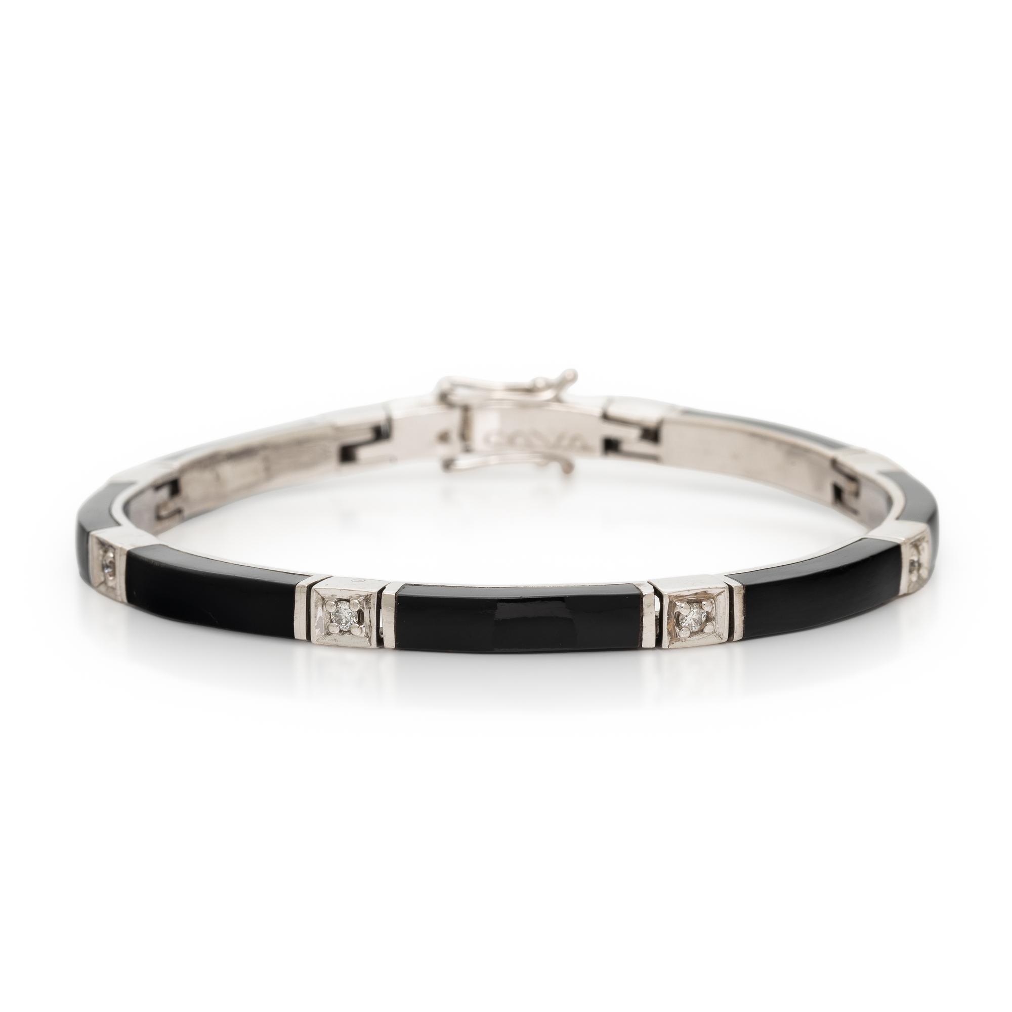 Onyx, Diamond, and White Gold Bracelet