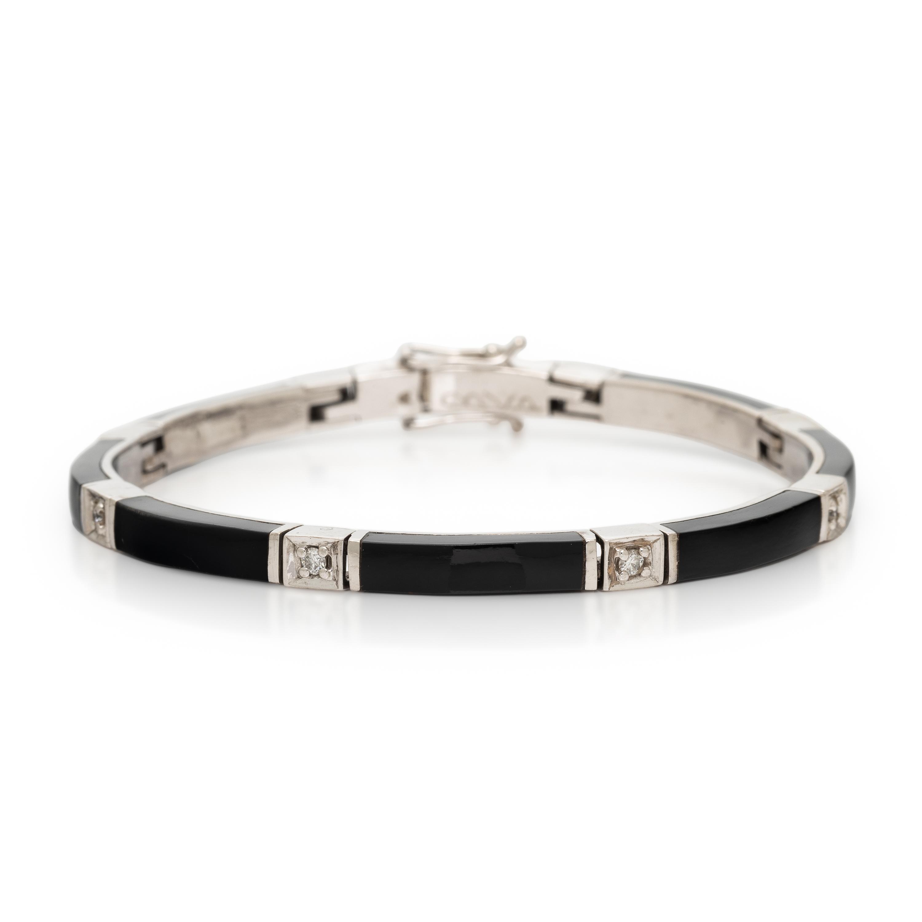 Onyx, Diamond, and White Gold Bracelet