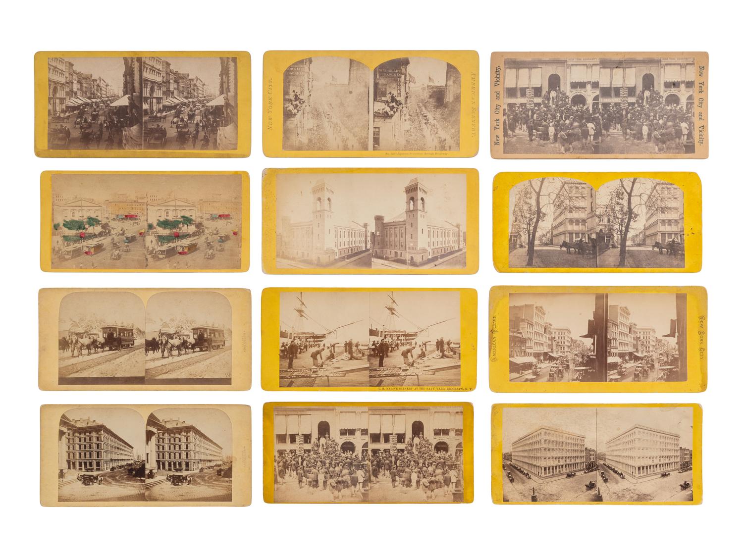 [EARLY PHOTOGRAPHY]. 50 stereoviews of New York City, incl. street scenes and landmarks.