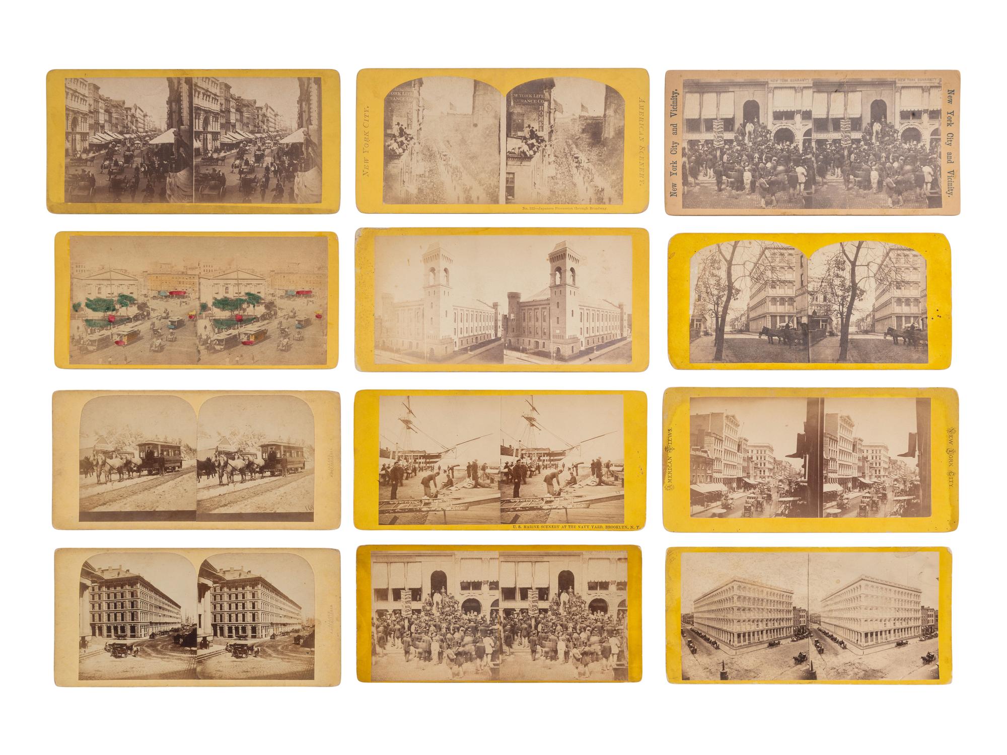 [EARLY PHOTOGRAPHY]. 50 stereoviews of New York City, incl. street scenes and landmarks.