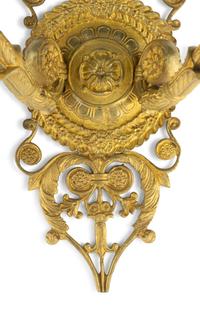 A Pair of Empire Gilt Bronze Two-Light Sconces
