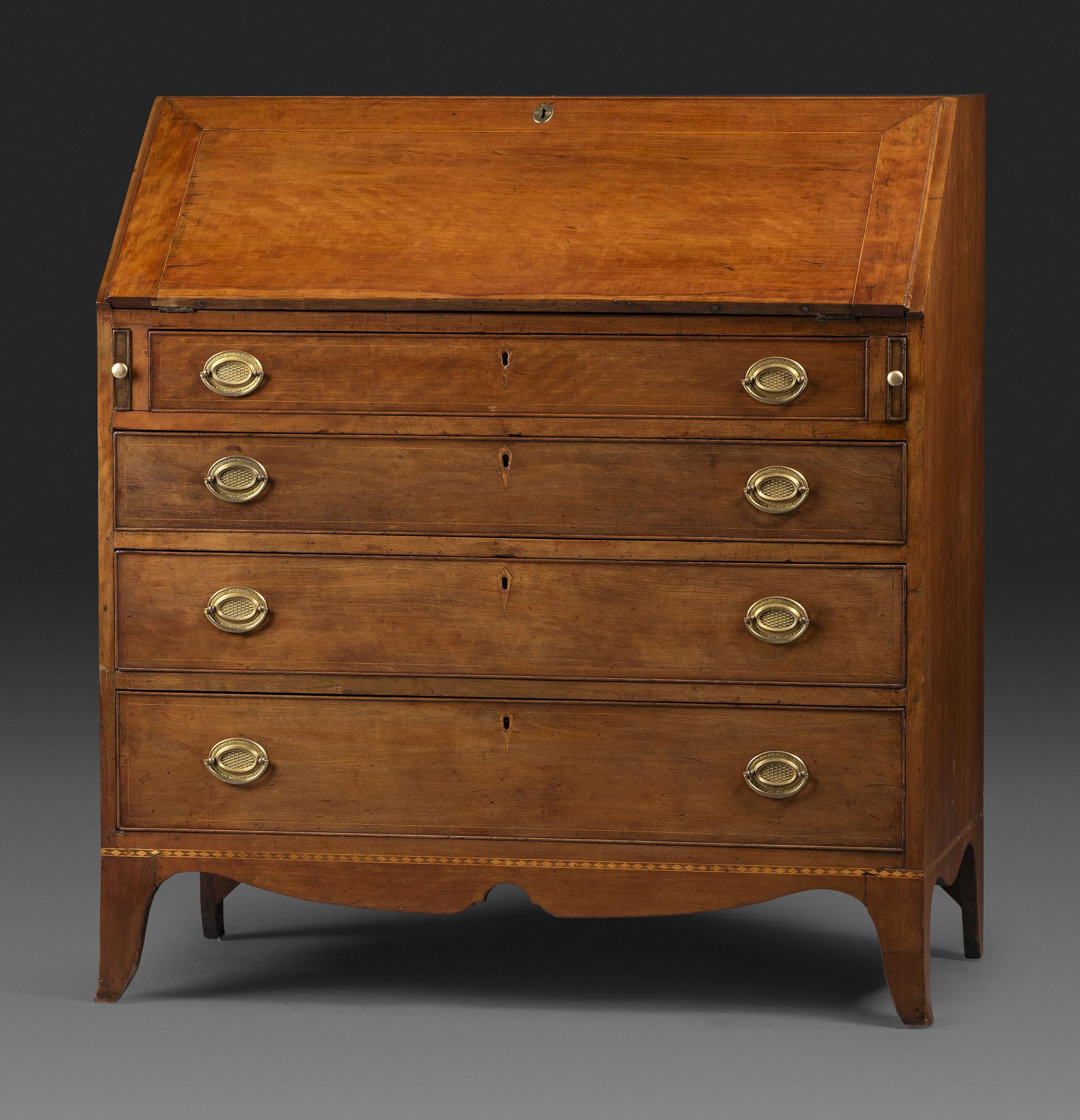 A Federal Inlaid Cherrywood Slant-Front Desk
