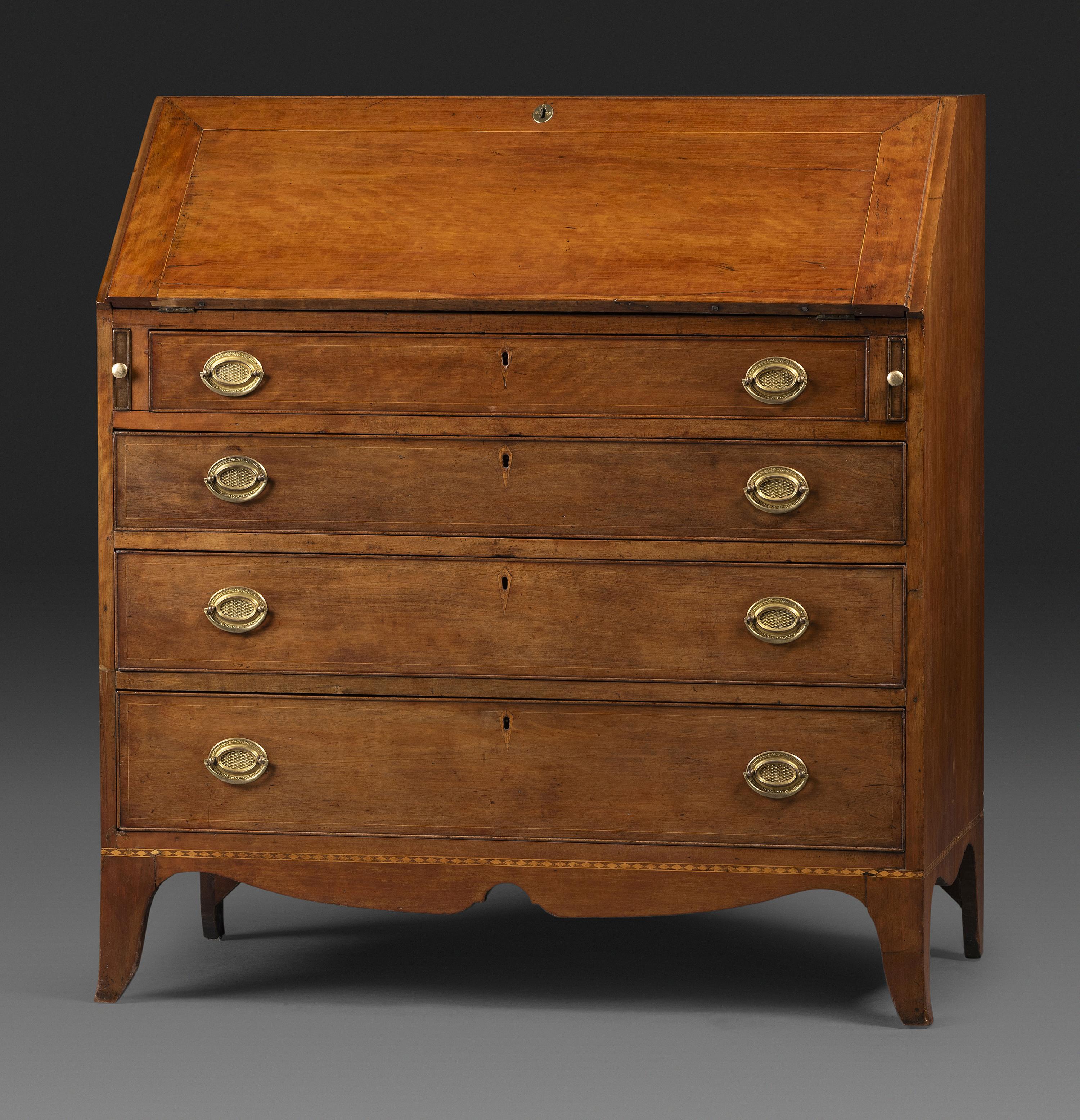 A Federal Inlaid Cherrywood Slant-Front Desk
