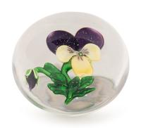 A Clichy Viola or Pansy and Bud Glass Paperweight