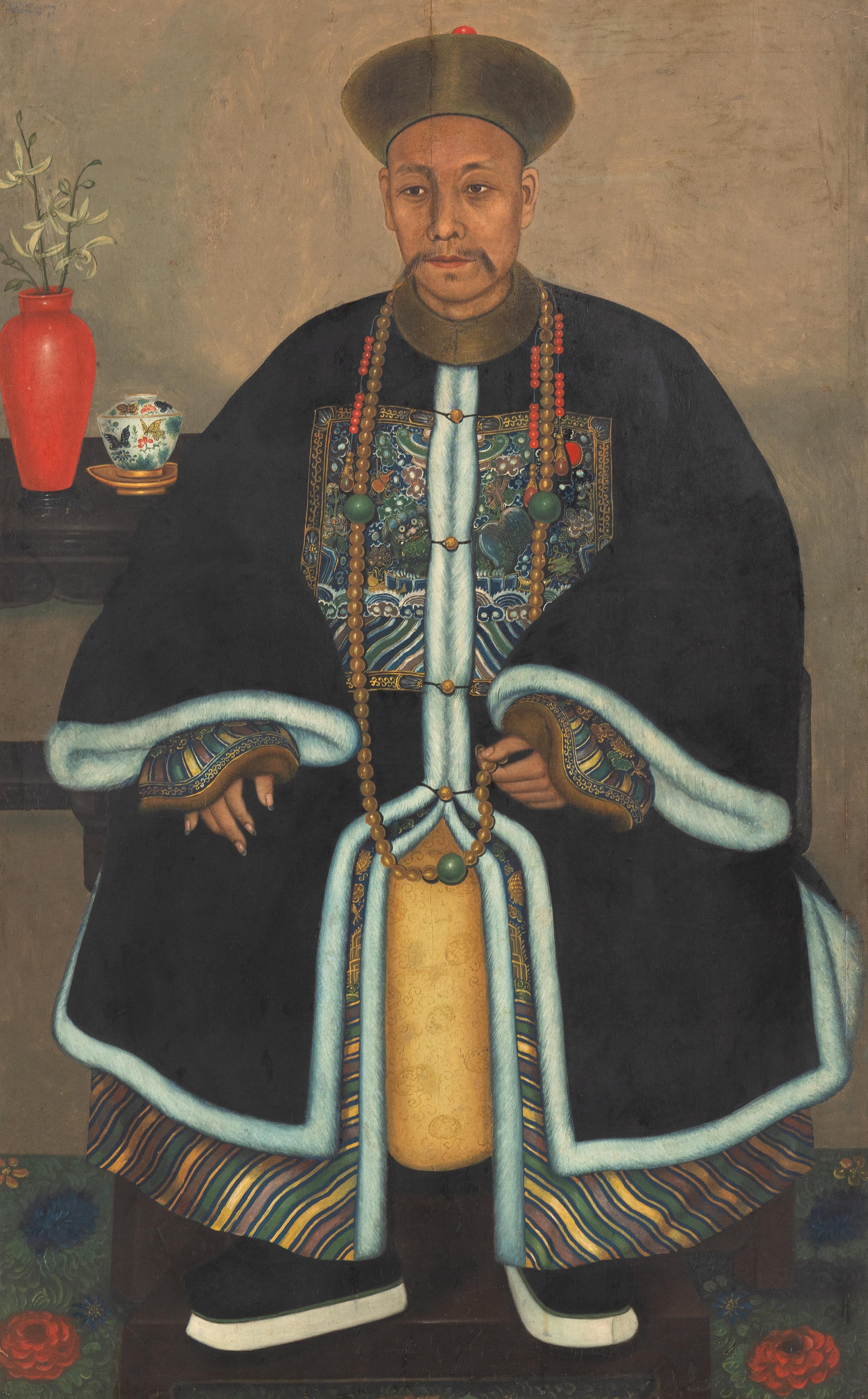 A Chinese Export Painting of a Military Official, 19th Century — 清晚期 油畫武官像