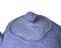 A Staffordshire Cornflower Blue Bisque Teapot Prototype, Attributed to Wedgwood