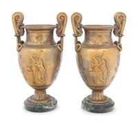 A Pair of Neoclassical Gilt Metal Urns