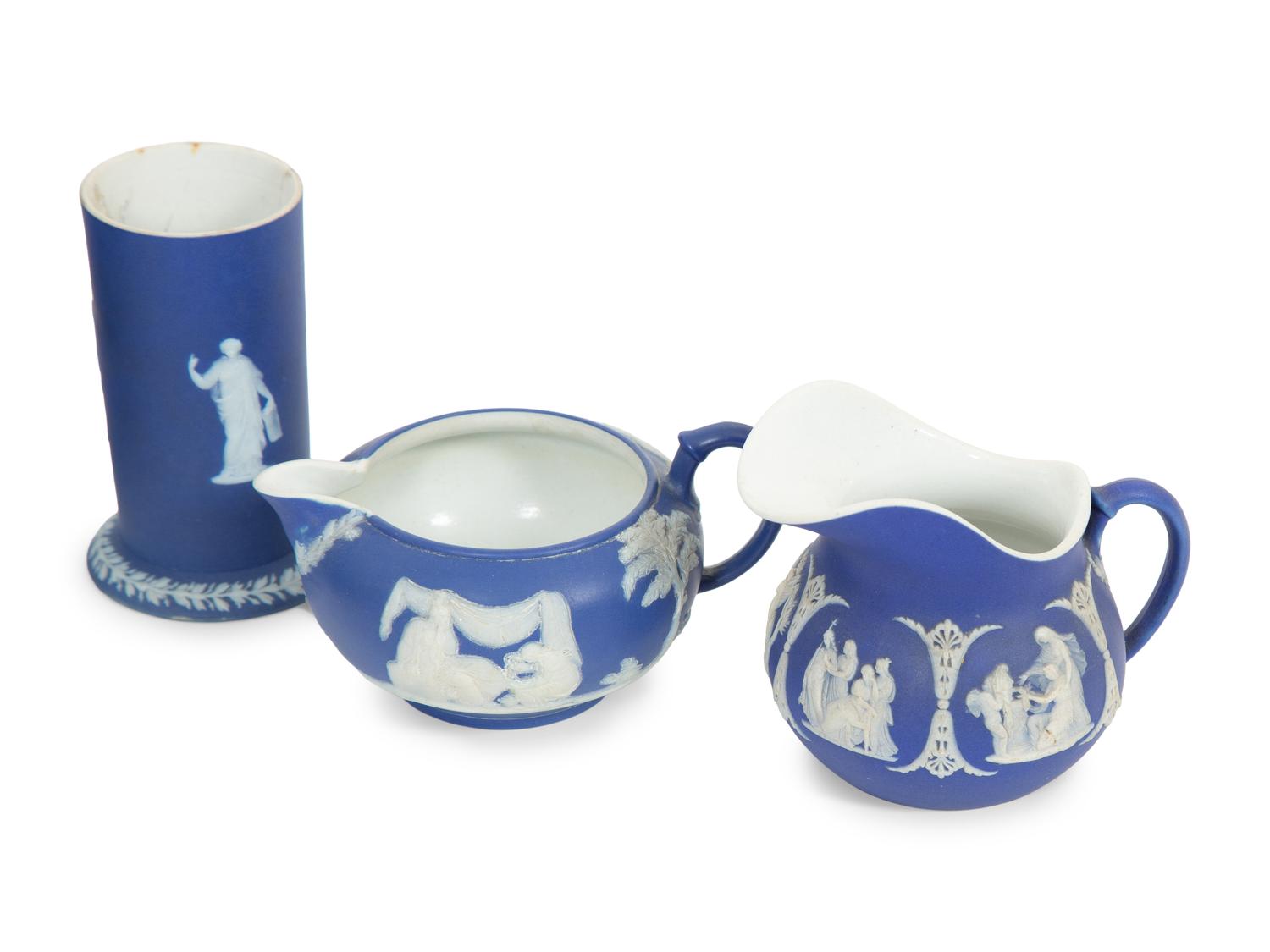 A Group of Wedgwood Jasperware Dark Blue Items