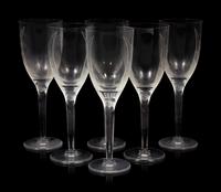 Six Lalique Angel Wing Champagne Flutes