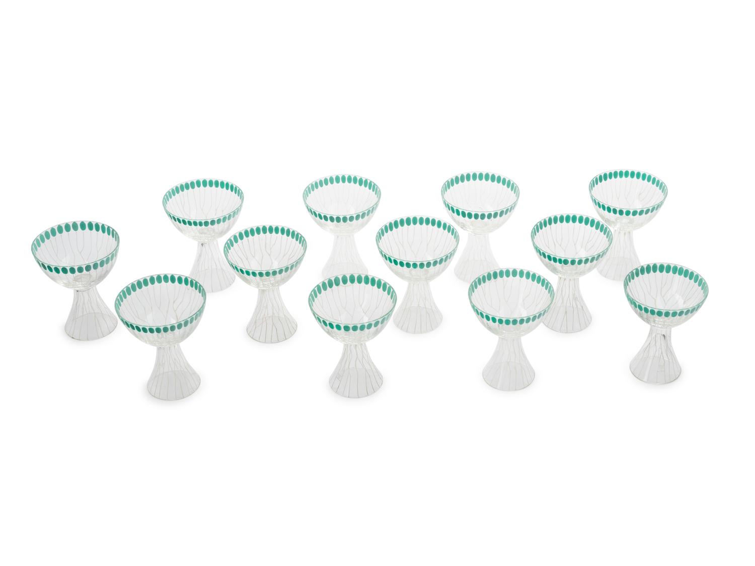 A Set of Twelve Ida Paulin Cordial Glasses