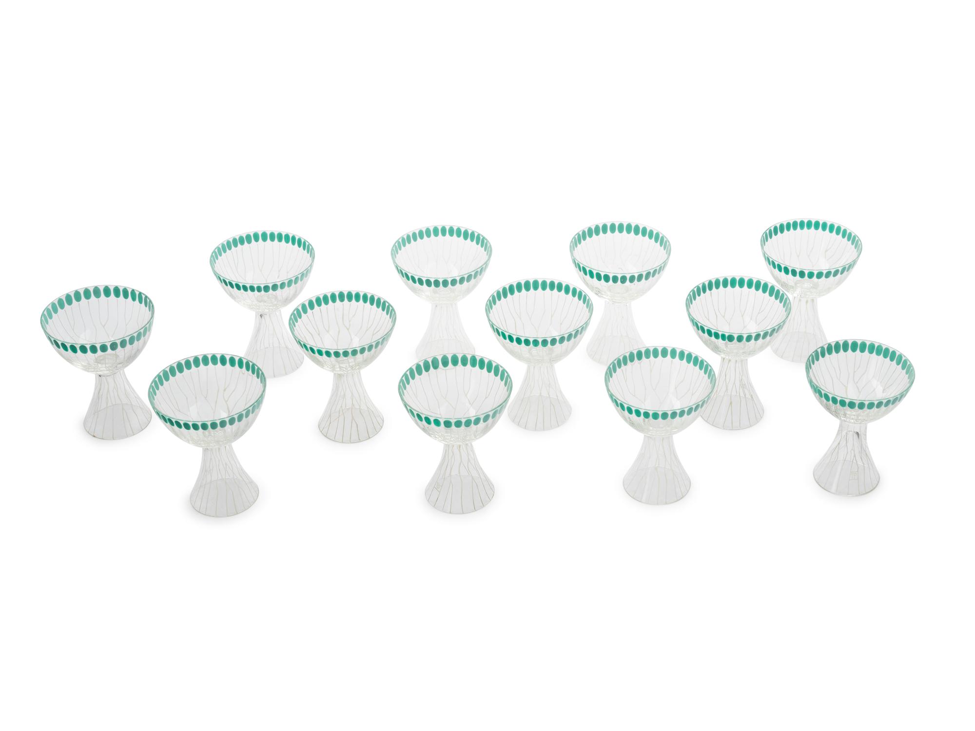 A Set of Twelve Ida Paulin Cordial Glasses