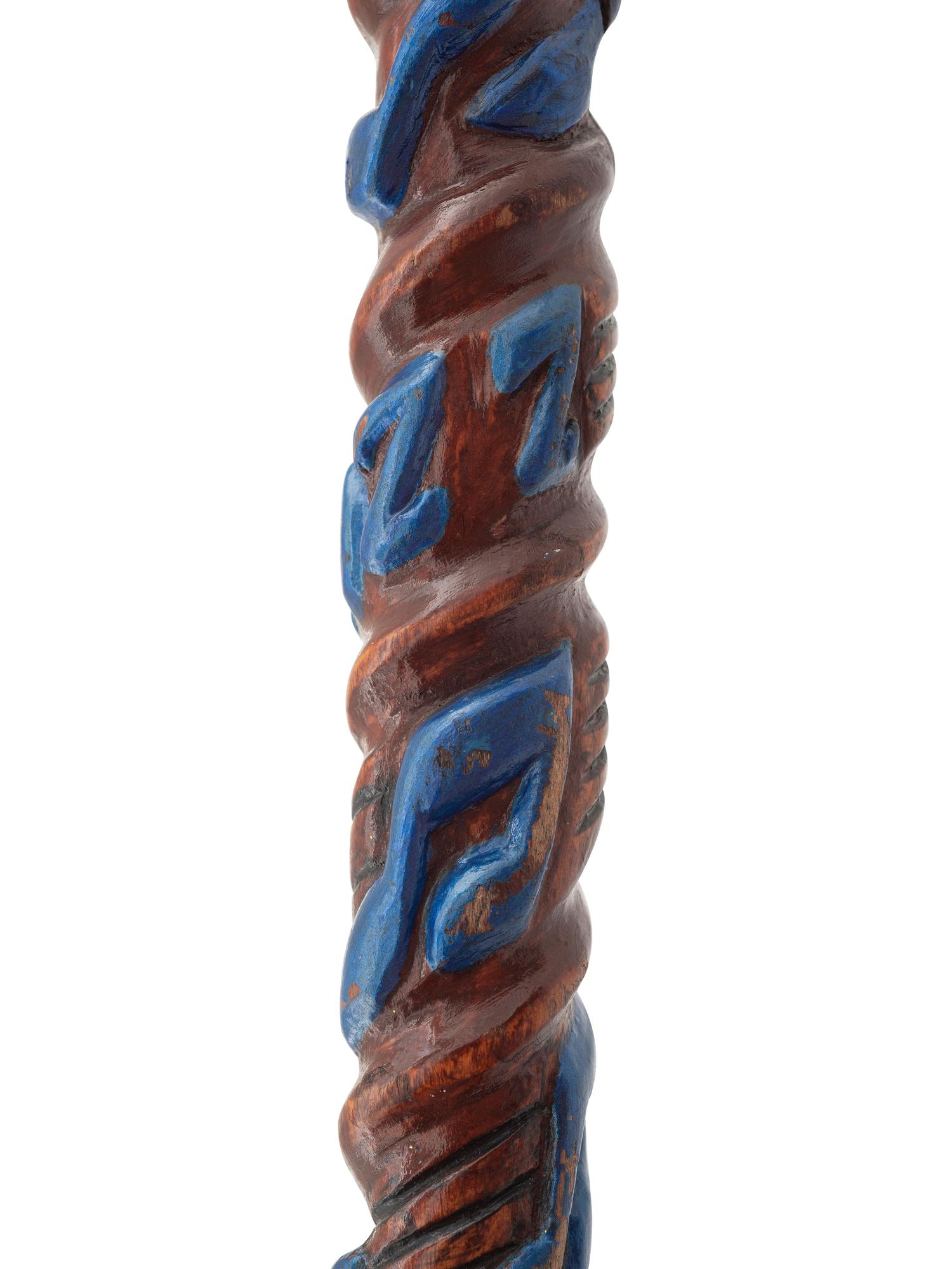 A Folk Art Carved and Painted Wood Jazz Walking Stick