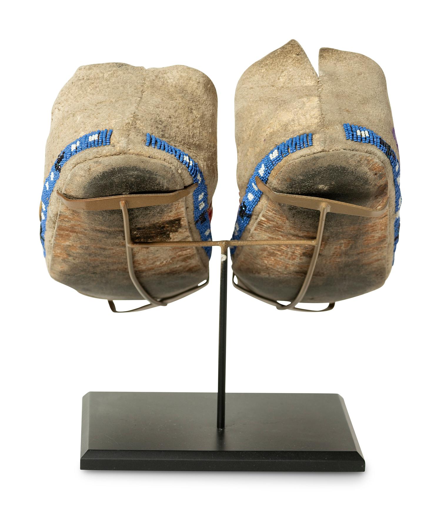 Northern Plains Quilled and Beaded Hide Moccasins