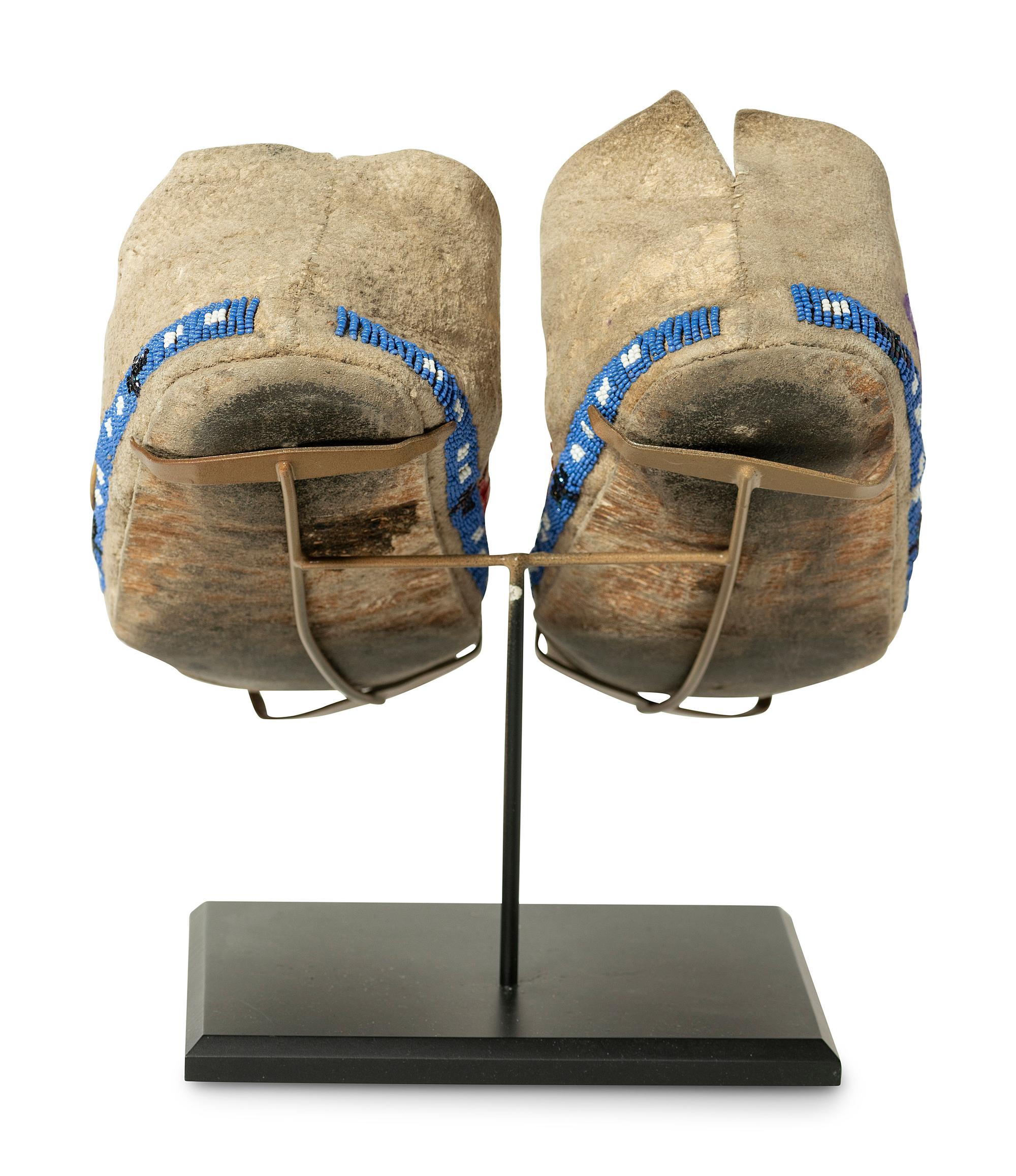 Northern Plains Quilled and Beaded Hide Moccasins