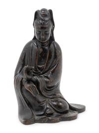 A Chinese Bronze Figure of Guanyin