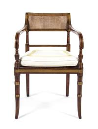 A Regency Style Gilt Banded Open Armchair, Height 32 1/2 inches.