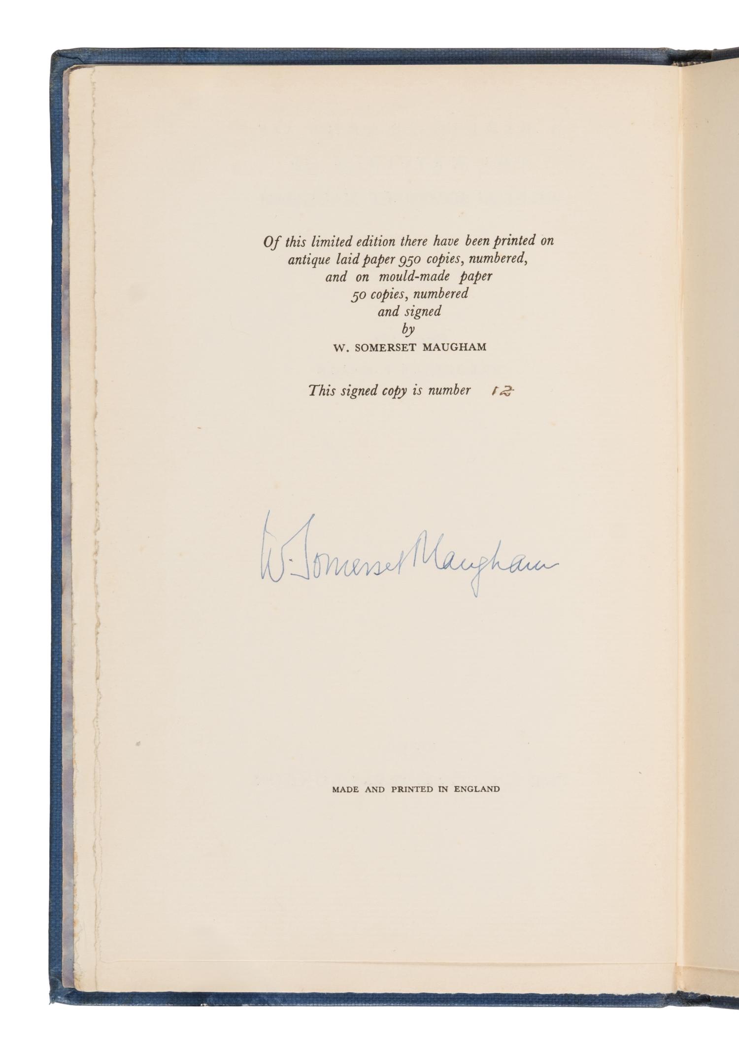 [Maugham, W. Somerset (1874-1965)]. A group of 8 bibliographies and a letter, including: