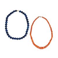 TWO BEADED HARDSTONE NECKLACES