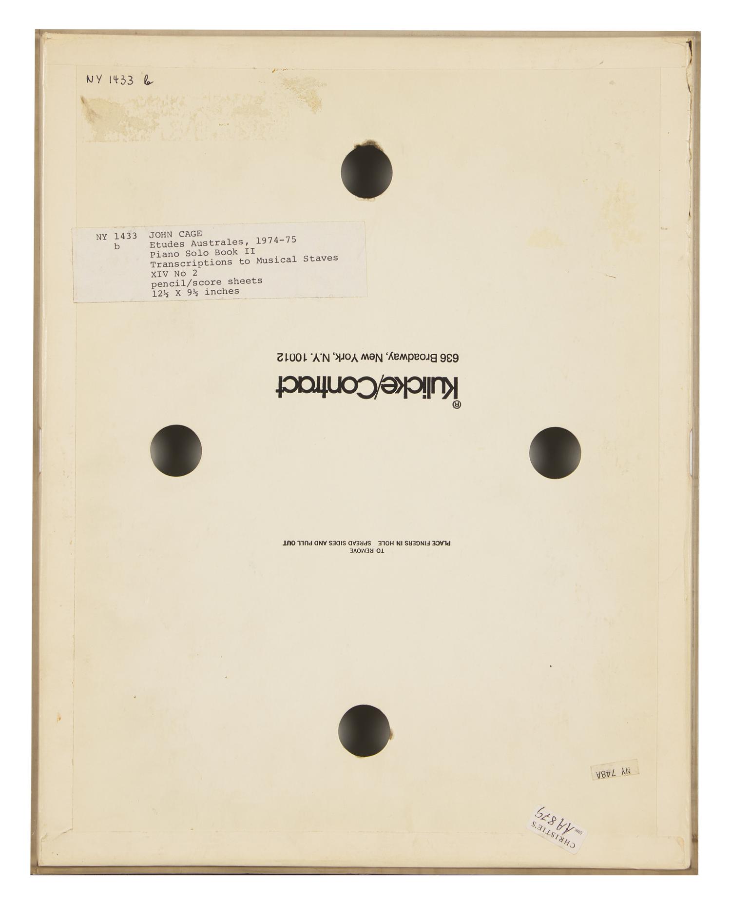 Études Australes, Piano Solo Book II, Transcriptions to Musical Staves XIV No. 2, 1974-75