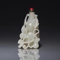 A Chinese White Jade 'Gourds' Snuff Bottle 白玉葫蘆式鼻烟壺