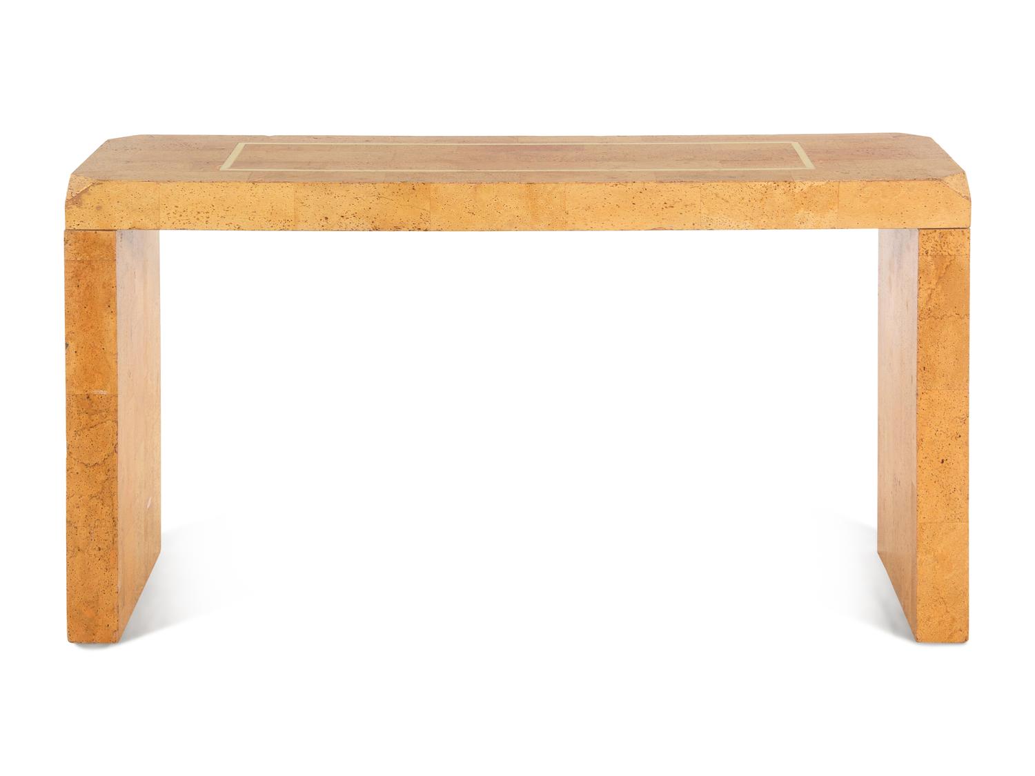 A Contemporary Cork-Veneered Console Table